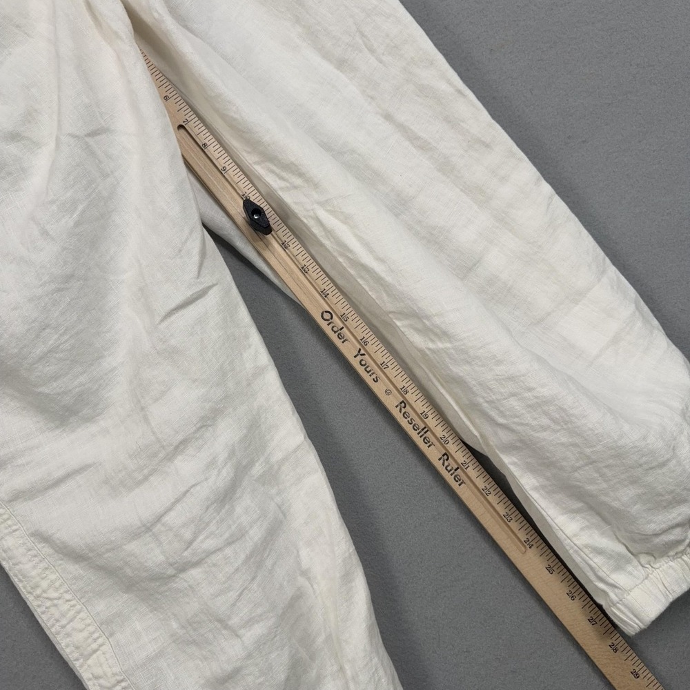 Athleta Pants Womens 22 White Cabo Linen Jogger Pockets Summer Resort Beach - Picture 13 of 16